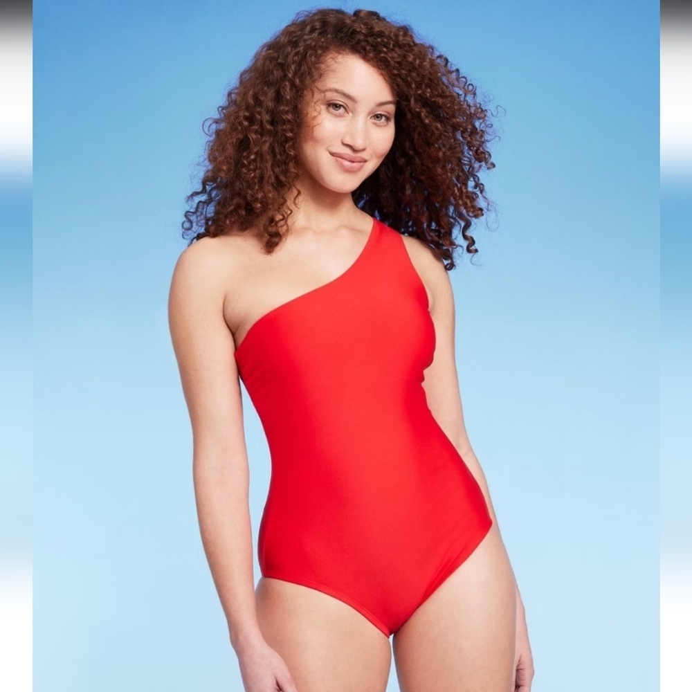 Women's Medium Coverage One Shoulder One Piece Swimsuit with Tummy Control  L
